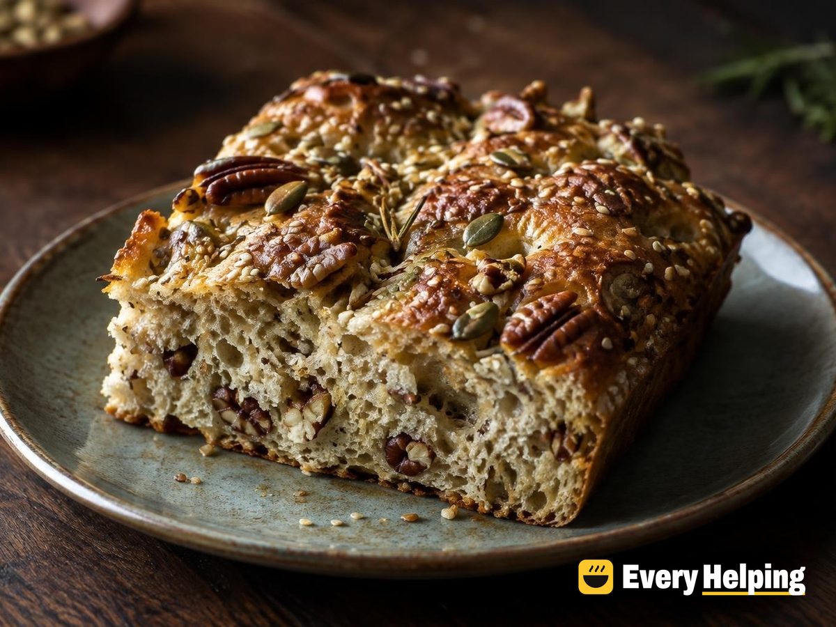 Crisp Spelt Focaccia with Pecans and Seeds
