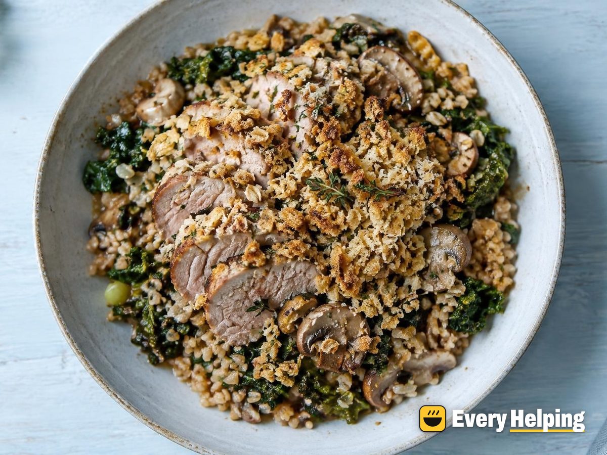 Herbed Pork and Rice Bake with Oat Crumb