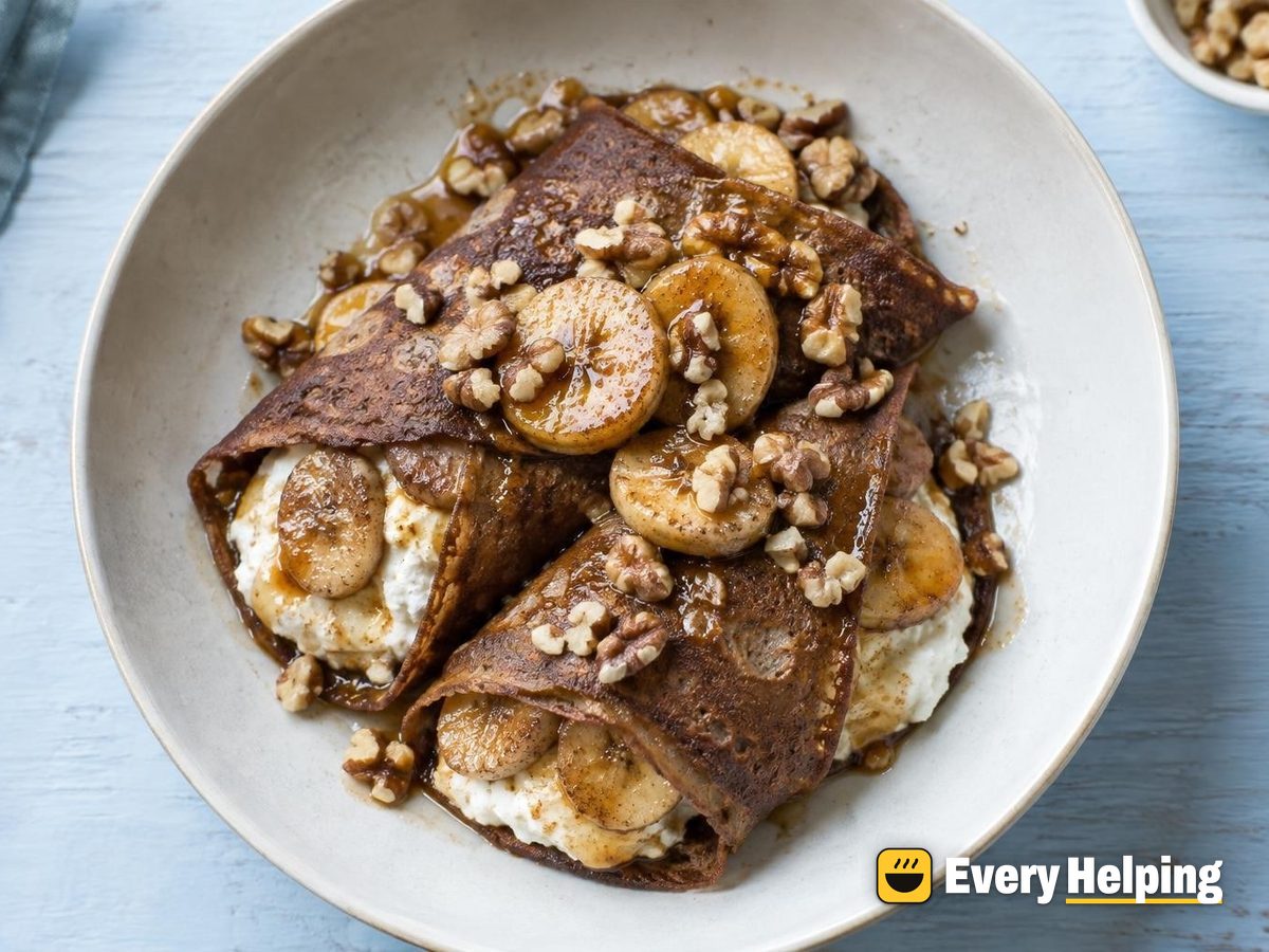 Cocoa Crêpes with Ricotta and Cinnamon Bananas