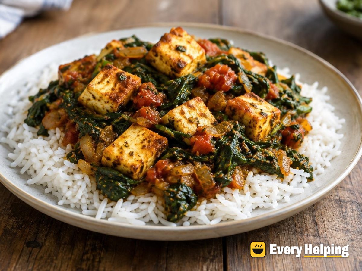 Dry Paneer-Style Queso Fresco and Spinach Masala