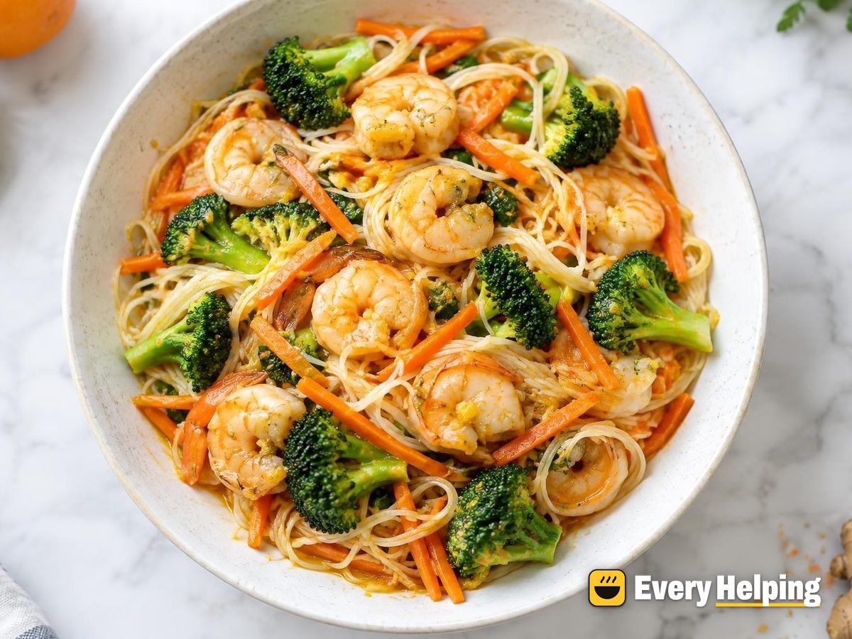 Citrus Ginger Shrimp Rice Noodles