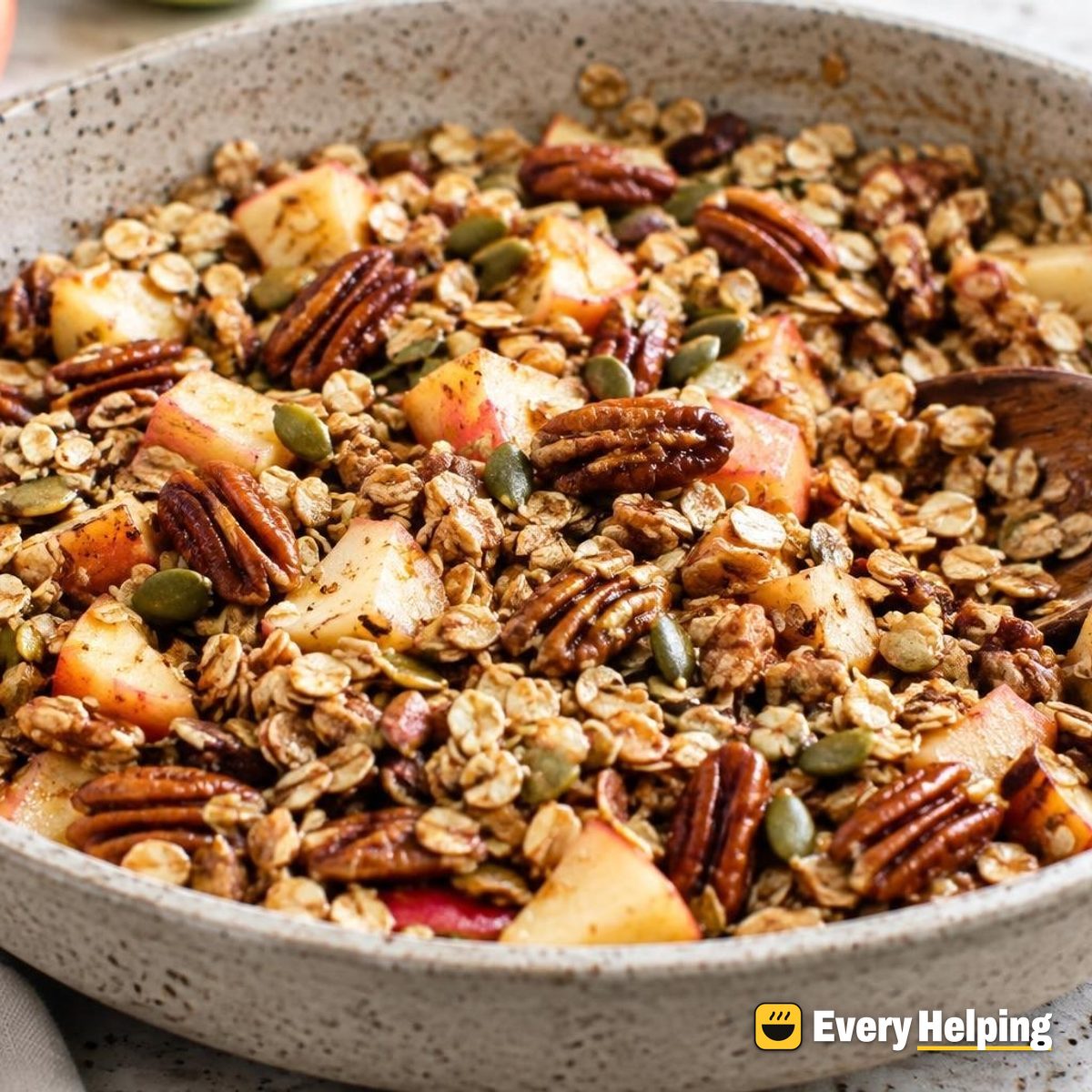 Skillet Maple Pecan Granola with Apple