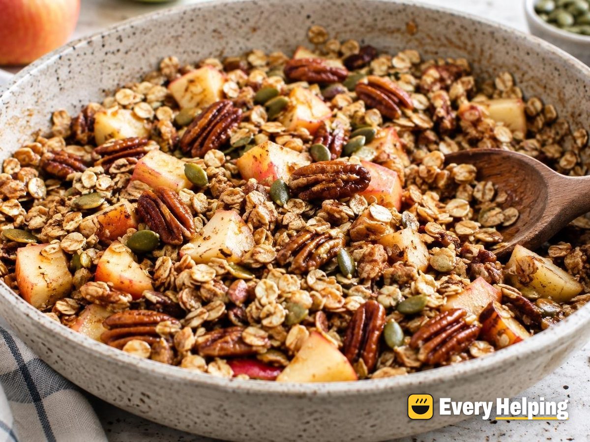 Skillet Maple Pecan Granola with Apple
