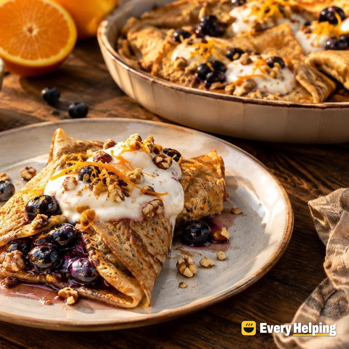Whole Wheat Crêpes with Blueberry-Orange Filling