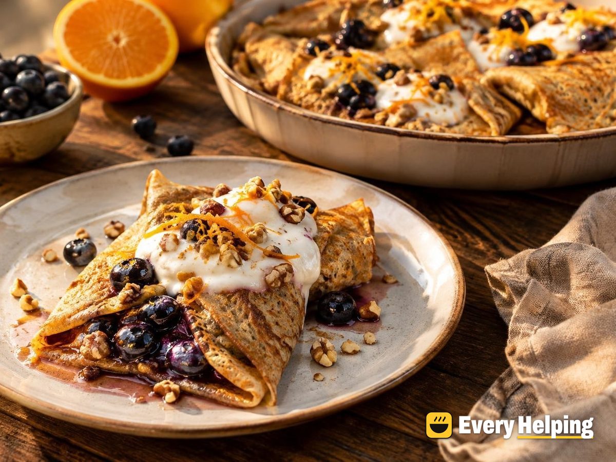 Whole Wheat Crêpes with Blueberry-Orange Filling