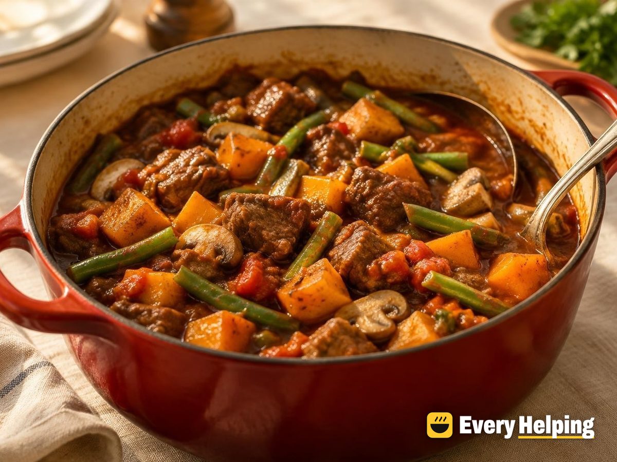 Beef, Butternut and Green Bean Tomato Casserole