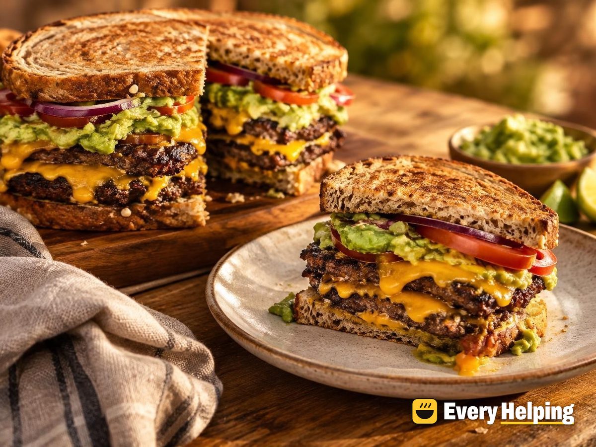 Double Cheddar Beef Smash Burgers with Lime Avocado