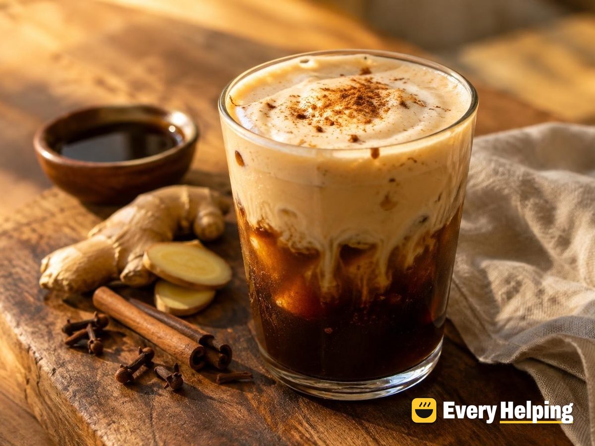 Iced Gingerbread Americano with Spiced Milk