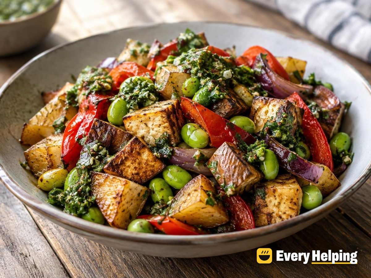 Crispy Tofu Hash Bowls with Chimichurri