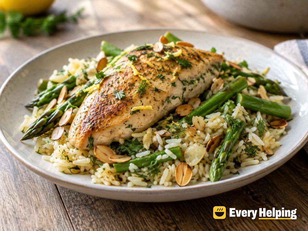 Lemon-Parsley Chicken Breast Pilaf with Asparagus