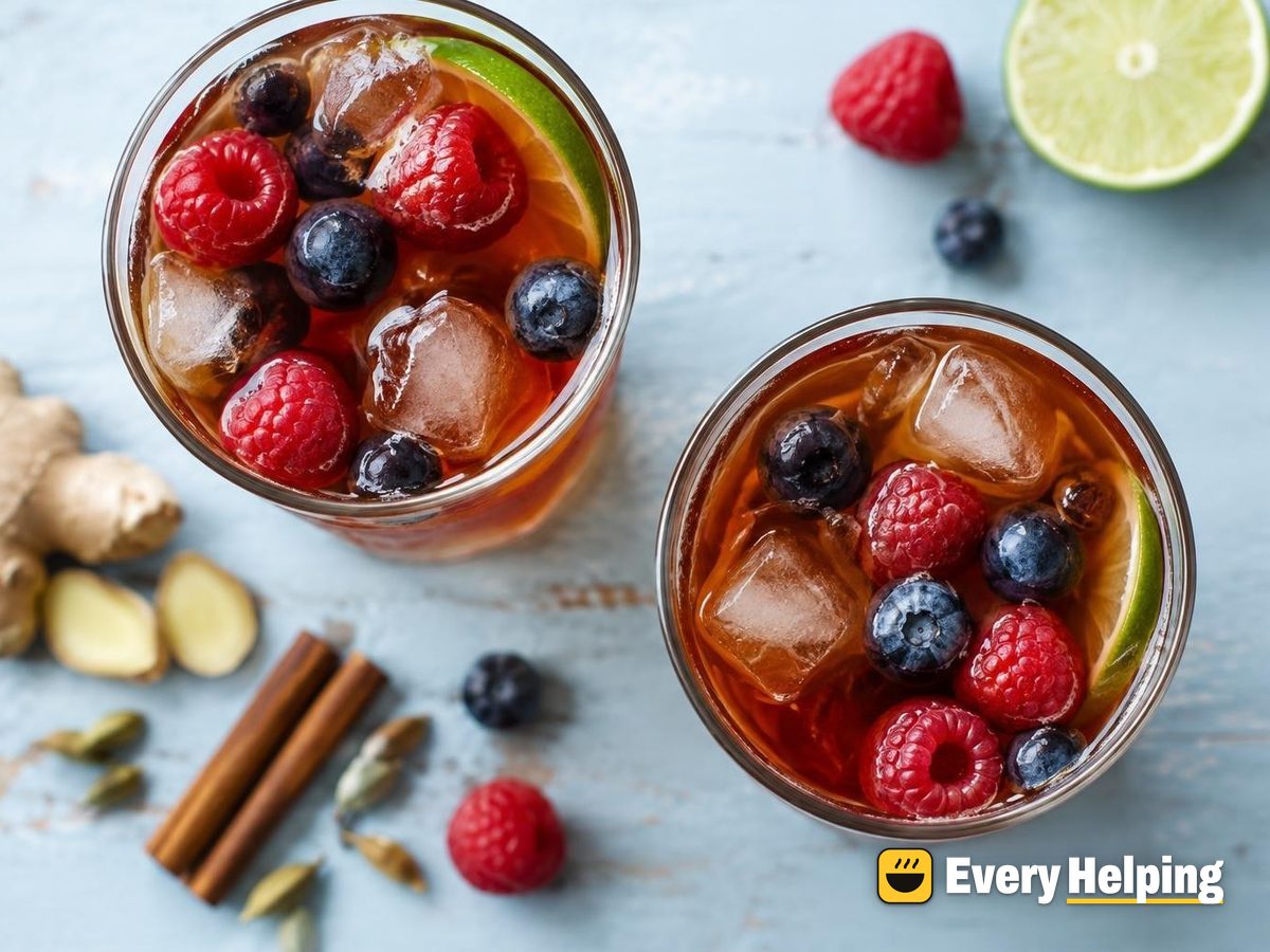 Spiced Ginger Lime Iced Tea with Berries