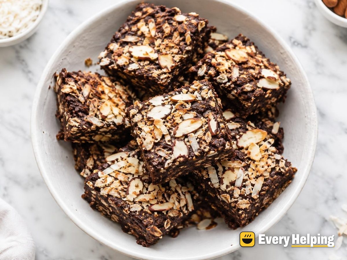 Fudgy Cocoa Coconut Almond Oat Bars