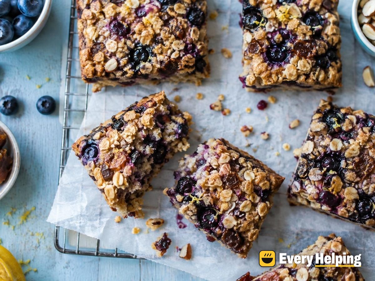 Blueberry Date Baked Oat Bars