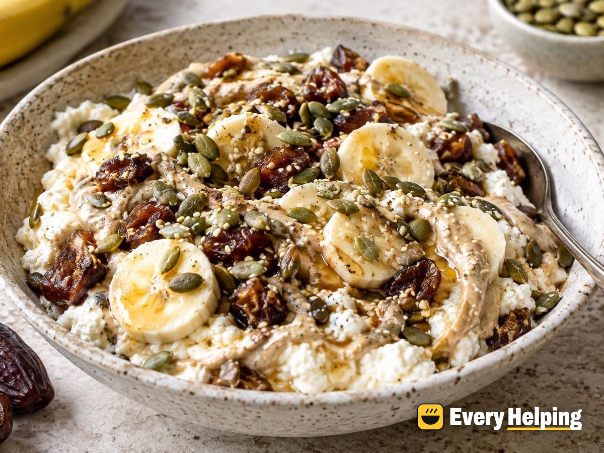 Banana Tahini Cardamom Cottage Cheese Parfait