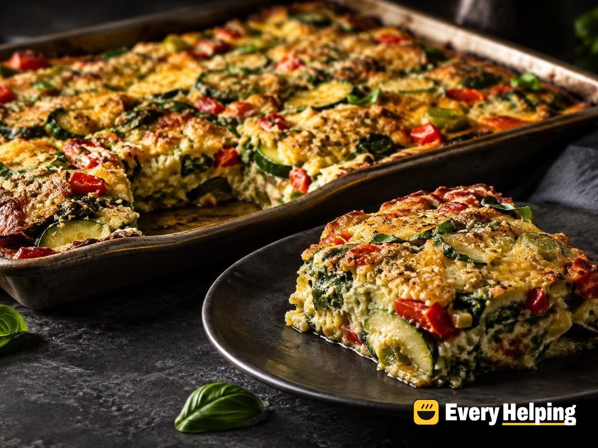 Sheet-Pan Pepper, Spinach and Zucchini Egg Bake