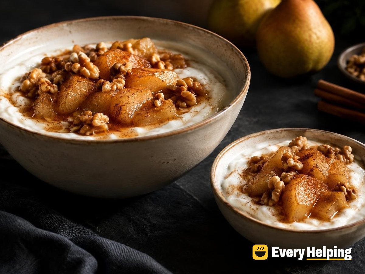 Creamy Vanilla Yogurt with Cinnamon Pears
