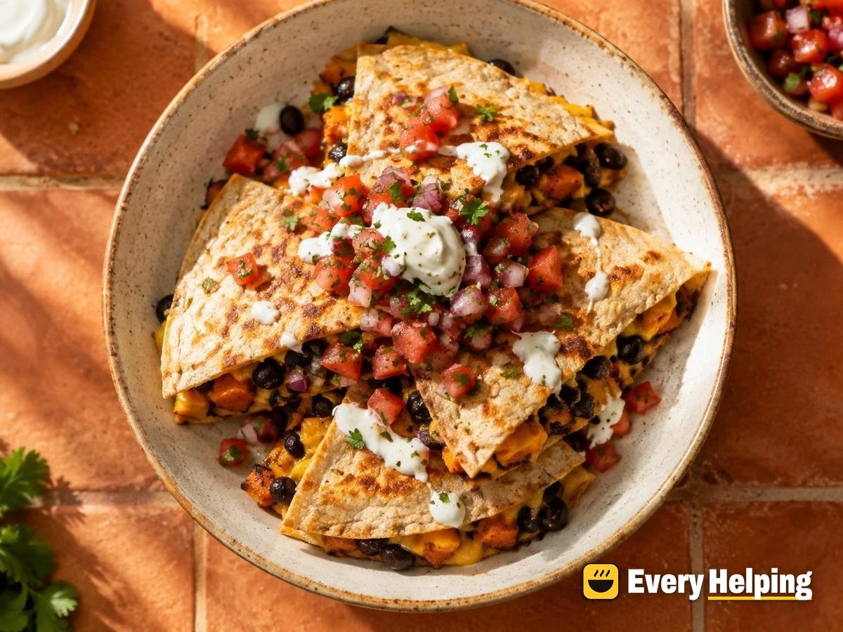 Black Bean Sweet Potato Corn Tortilla Quesadillas