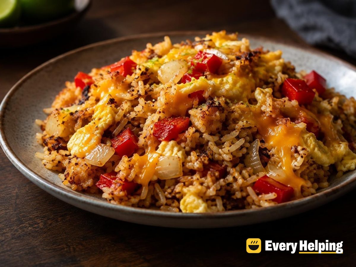 Cheddar Citrus-Ginger Fried Rice with Peppers