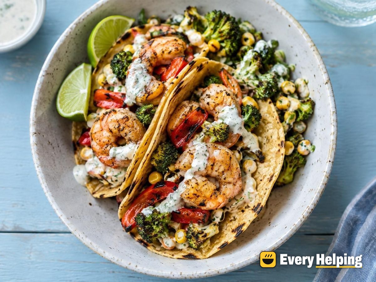 Lemon Pepper Shrimp Skewers with Street Corn Tortillas
