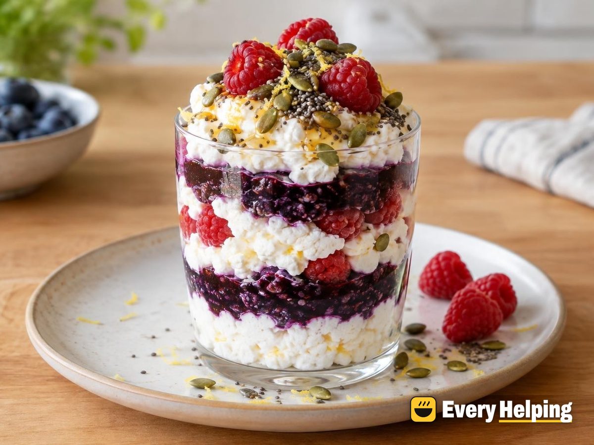 Lemon Cottage Cheese Parfait with Blueberry Chia Jam