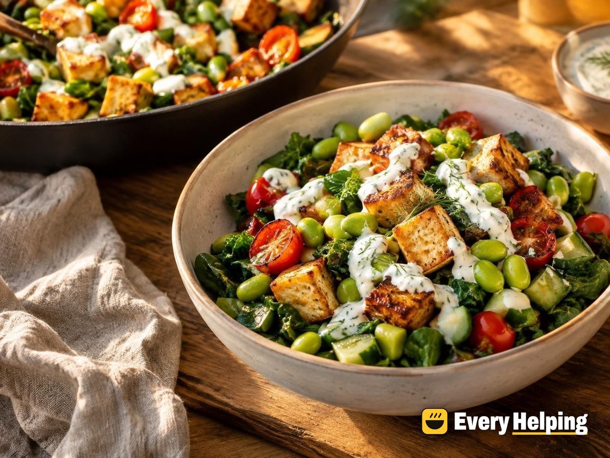 Crispy Tofu Breakfast Bowls with Dill Yogurt