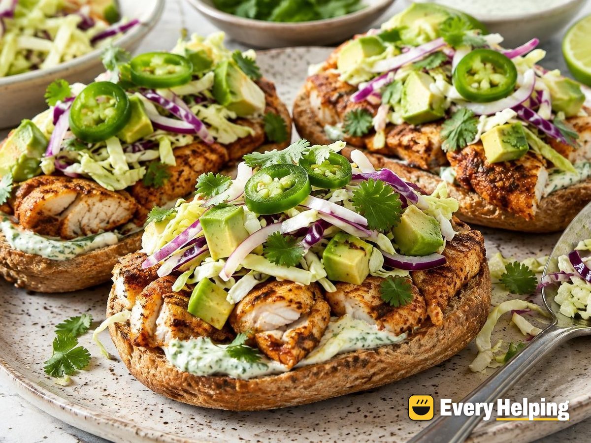Chipotle-Style Tilapia Open Rolls with Cilantro Yogurt