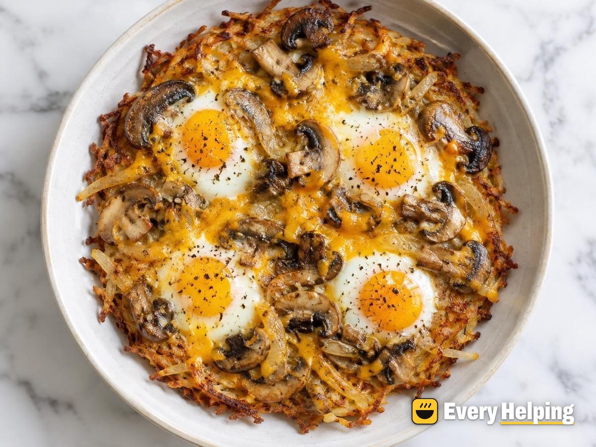Sheet-Pan Cheddar Potato Rösti with Mushrooms