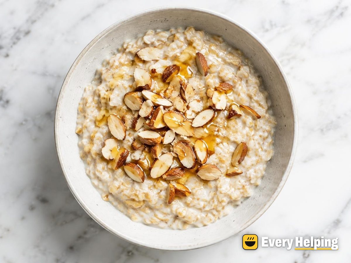 Creamy Whole Milk Oatmeal with Toasted Almonds