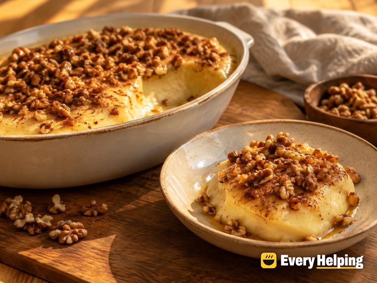 Maple Vanilla Custard Pudding with Toasted Walnuts