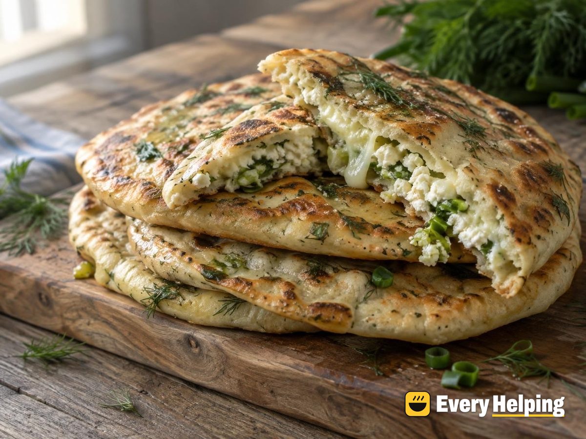 Feta Mozzarella Stuffed Spelt Naan with Dill