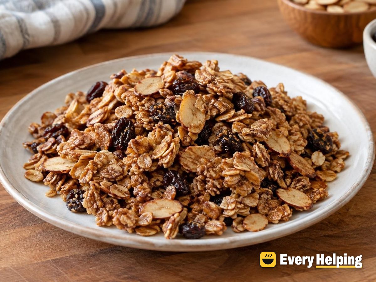 Almond Butter Cinnamon Raisin Skillet Granola