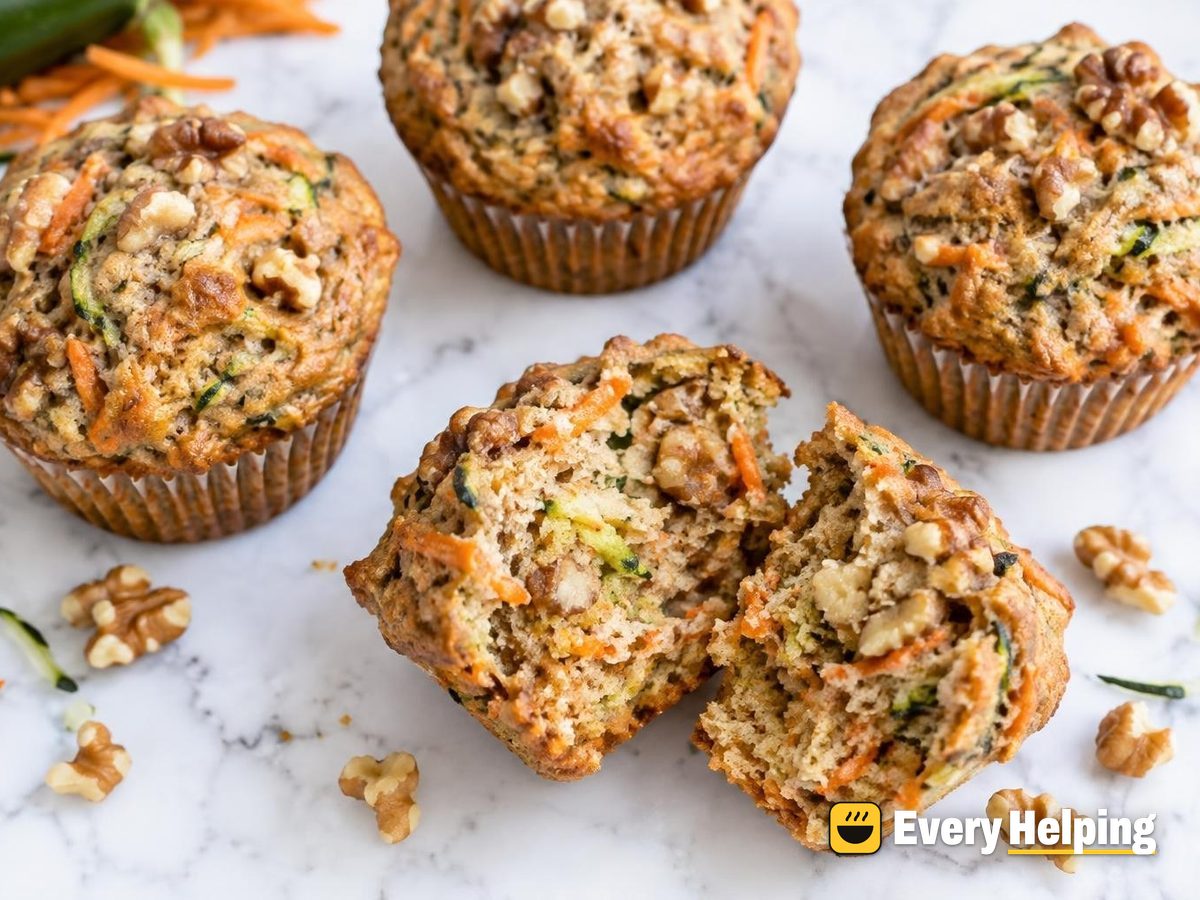 Carrot Zucchini Walnut Muffins