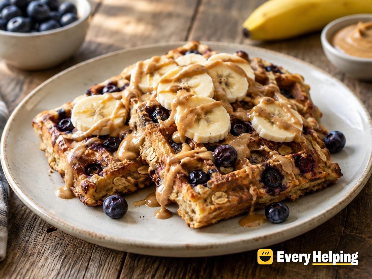Sheet-Pan Banana Blueberry Oat Waffles