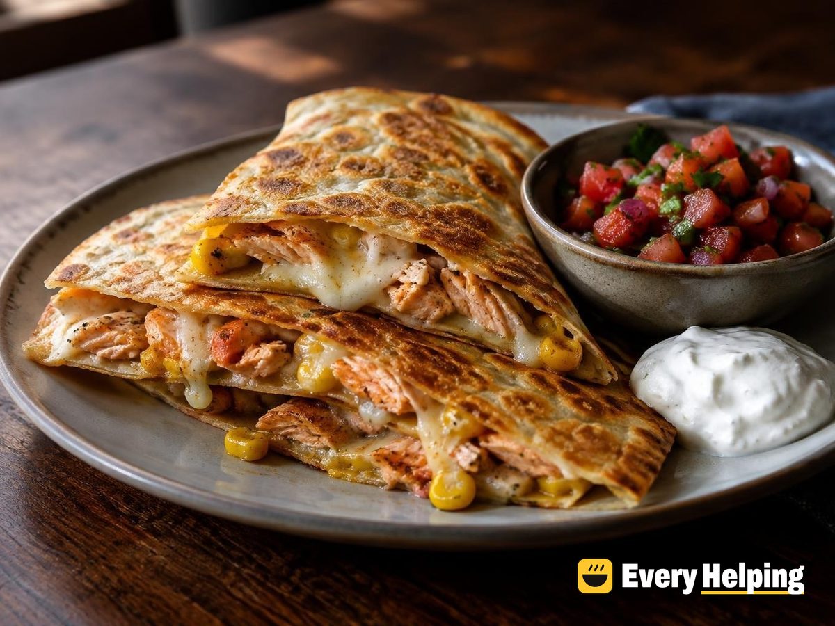Crispy Salmon Corn Tortilla Quesadillas