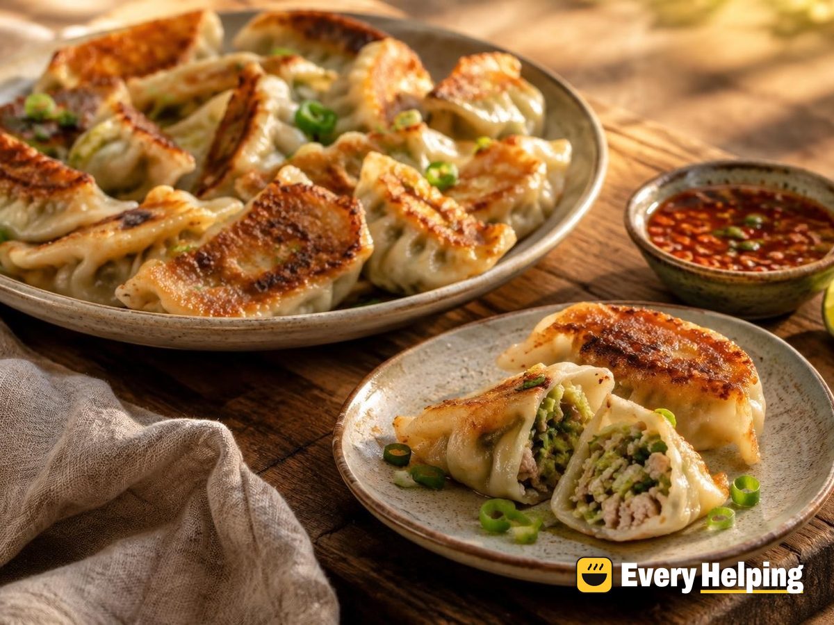 Crispy Pork, Cabbage and Ginger Potstickers