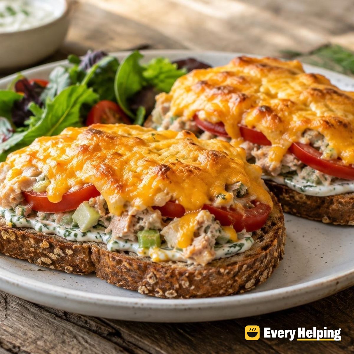 Open-Face Dill Tuna Melts with Herb Spread