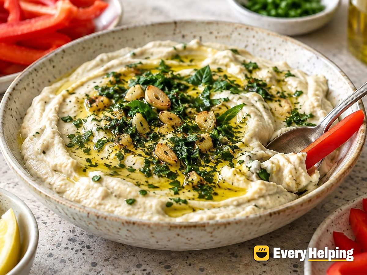 Whipped White Bean Yogurt Dip with Garlic-Herb Oil