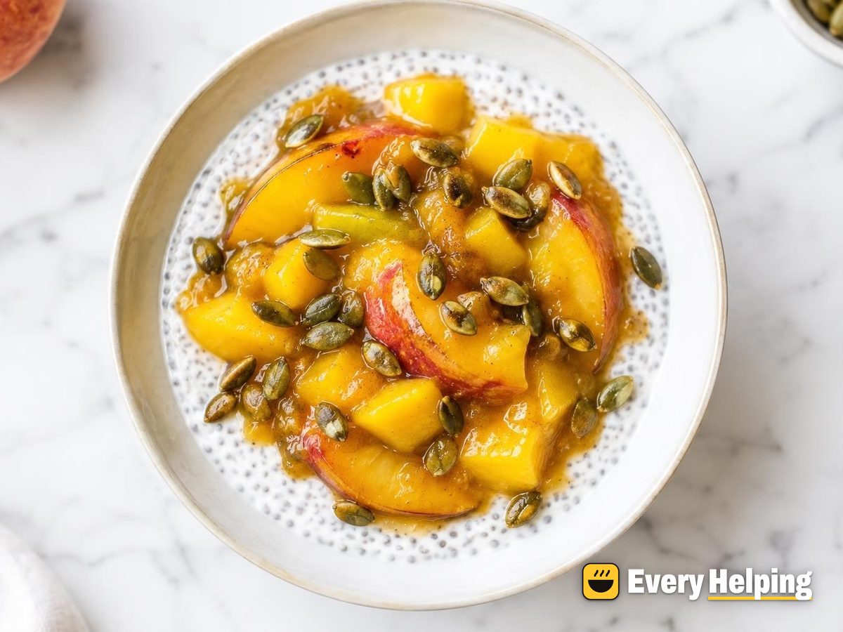 Vanilla Peach-Mango Compote over Chia Kefir