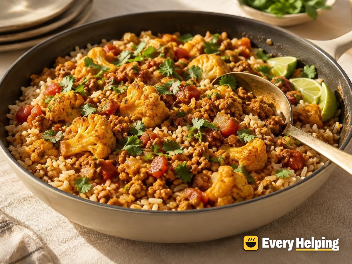 Ground Turkey Keema Curry with Cauliflower