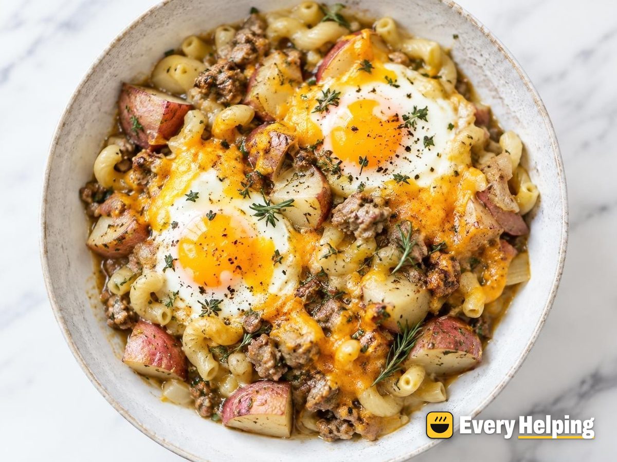 Red Potato, Sausage and Egg Pasta Casserole