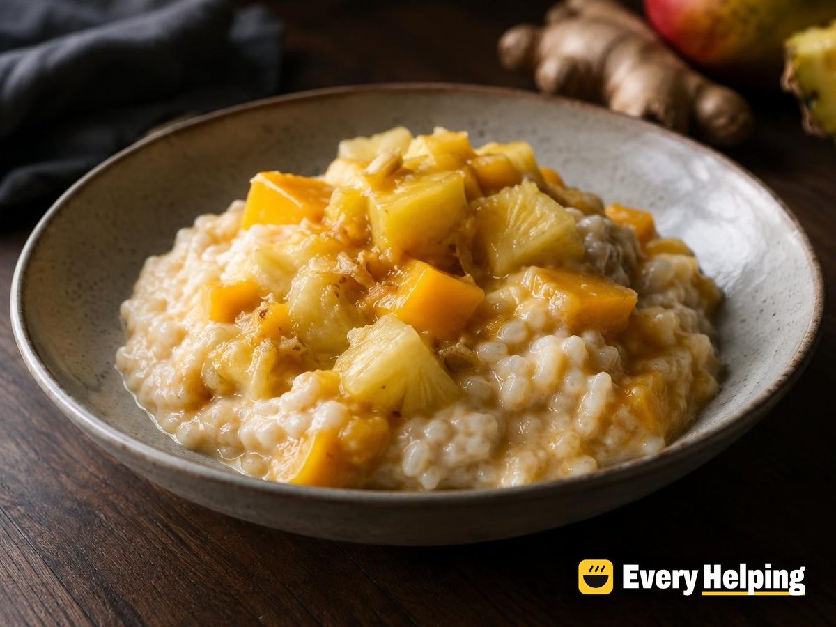 Slow-Cooker Ginger Mango Pineapple Rice Pudding