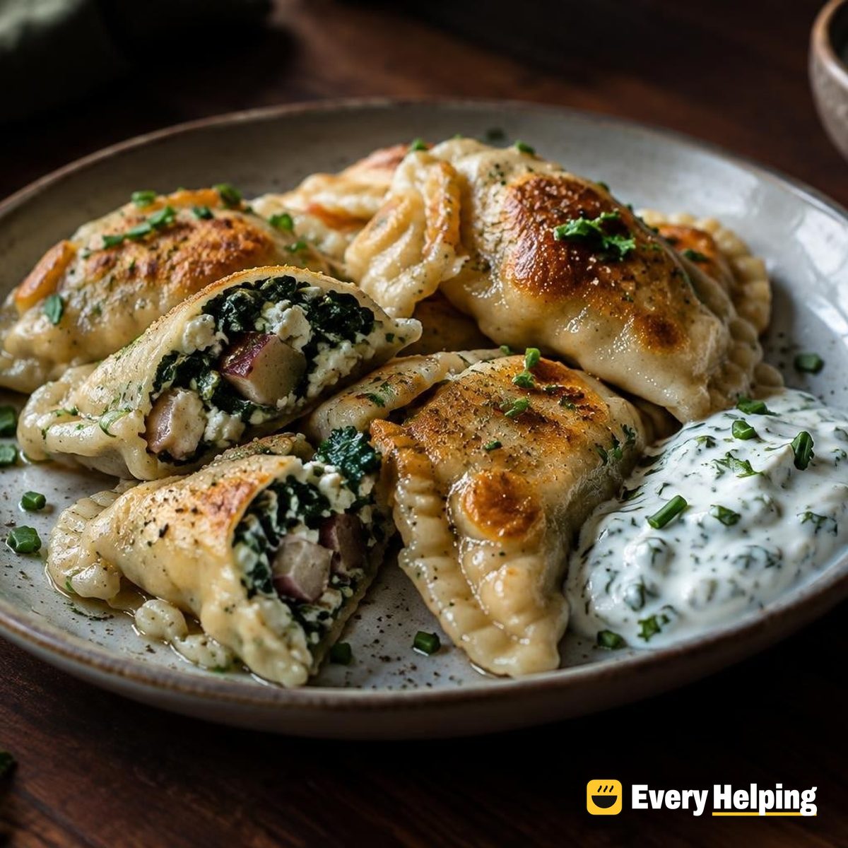 Spinach, Potato and Cottage Cheese Pierogi