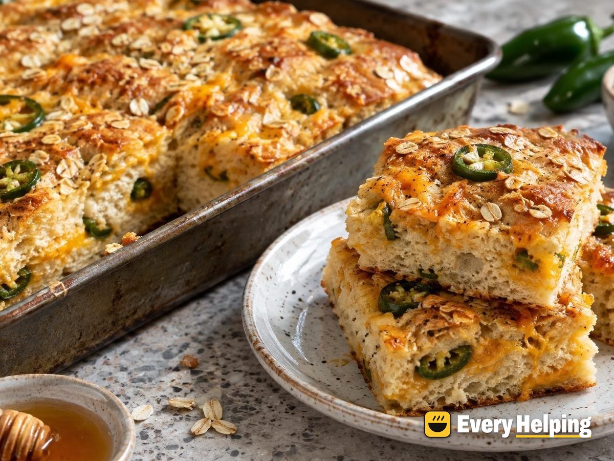 Cheddar Jalapeño Oat Focaccia