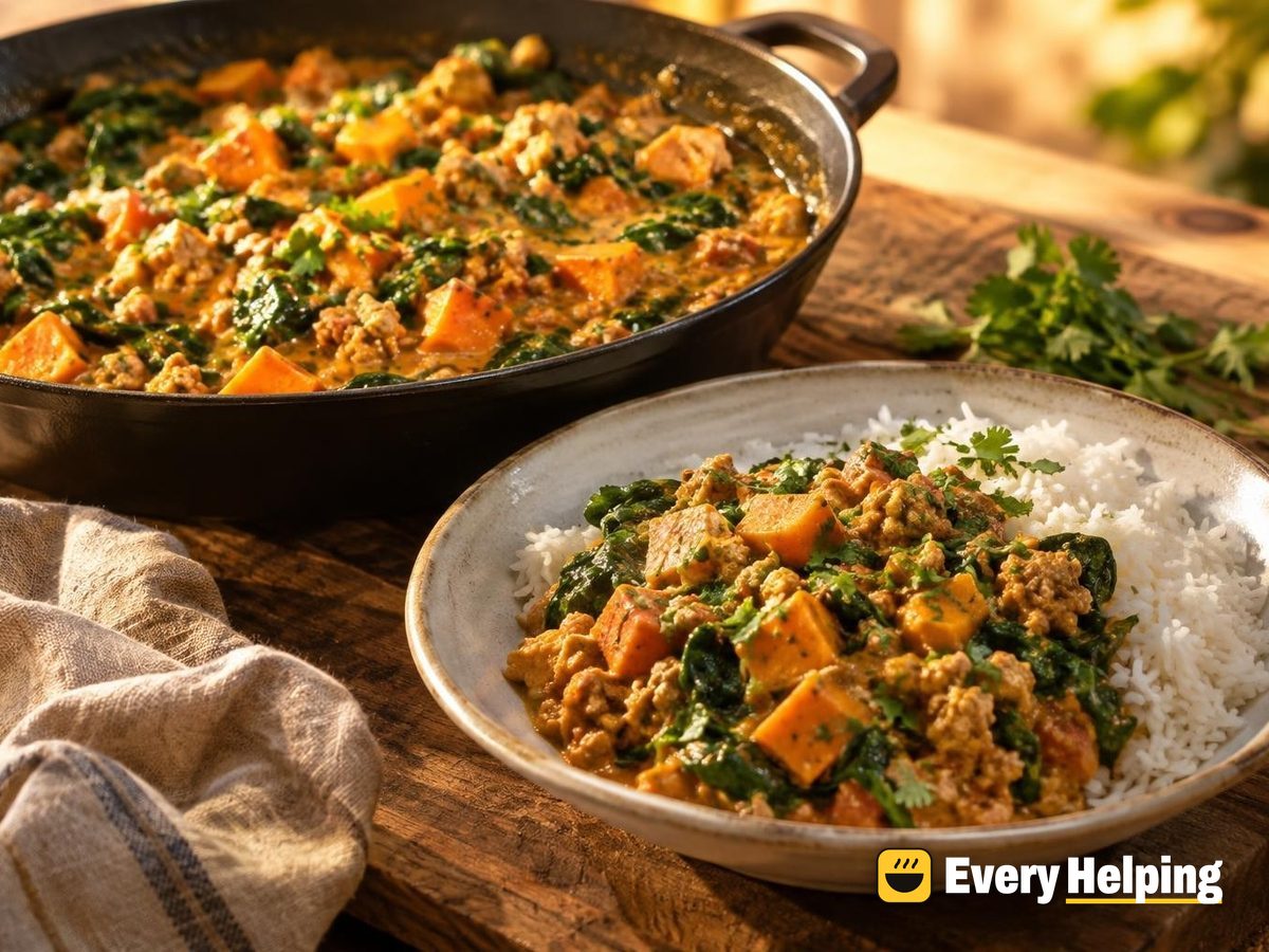 Turkey Keema Coconut Curry with Spinach