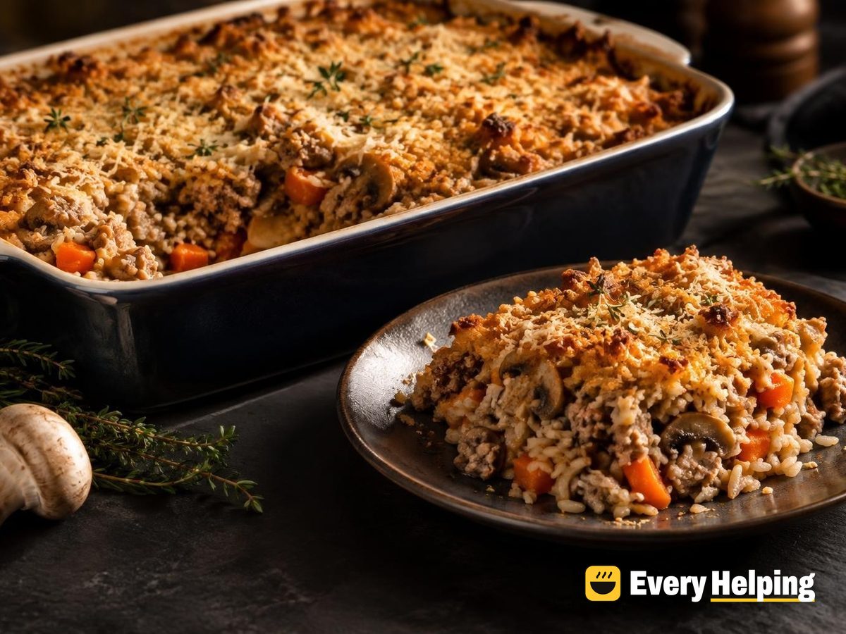Herbed Turkey, Mushroom and Rice Bake