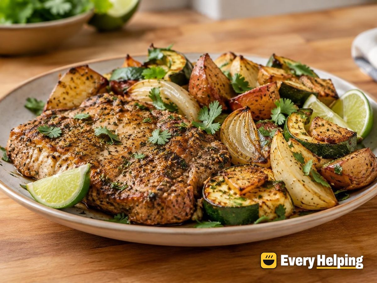 Lemon-Pepper Pork Chop Sheet Pan with Zucchini