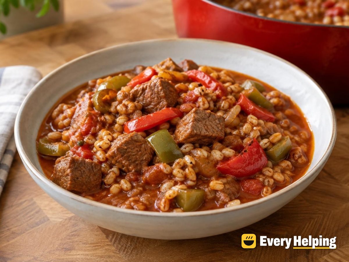 Paprika Beef Goulash with Peppers and Barley