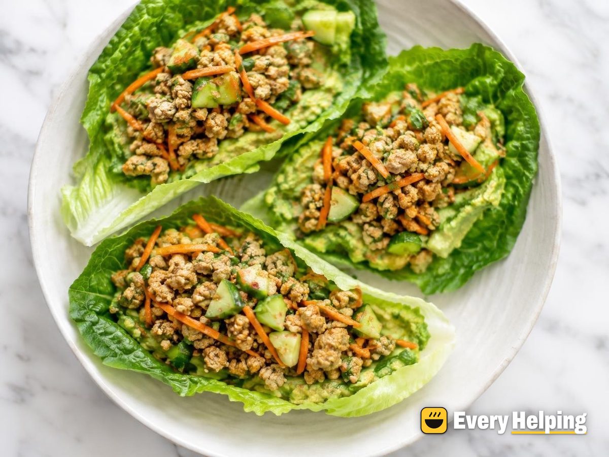 Ginger Turkey Lettuce Cups with Smashed Avocado