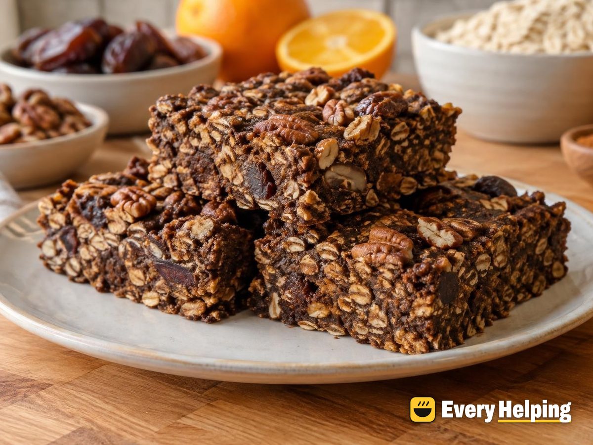 Cocoa Pecan Date Baked Oat Bars