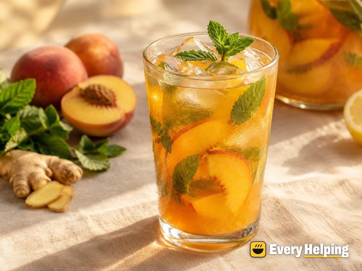 Iced Peach, Mint and Ginger Herbal Tea